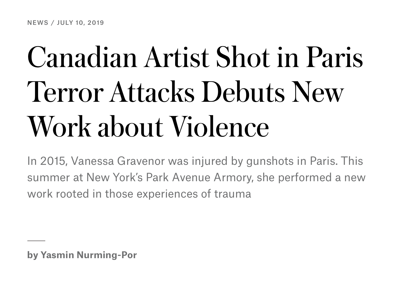 Canadian Artist Shot in Paris Terror Attack Debuts New Work about Violence